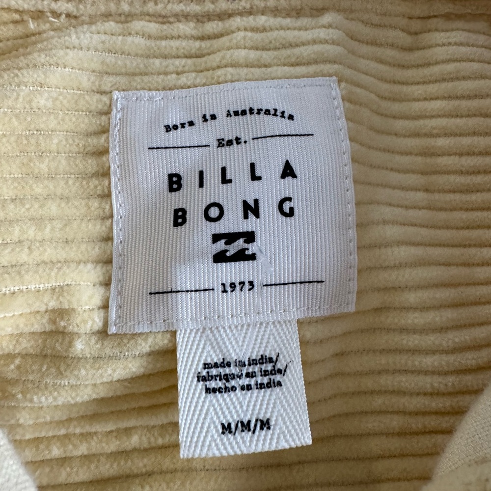 Billabong Cream Corduroy Overshirt men’s medium - Picture 4 of 6
